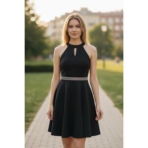 Emerald Sundae Black Mini Dress with Rinestone Waist XXS